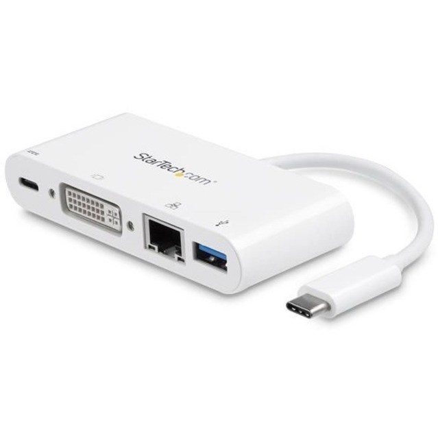 StarTech.com USB C Multiport Adapter to DVI-D (Digital) Video - 60W PD Passthrough/GbE/USB-A - Portable USB Type-C/Thunderbolt 3 Mini Dock