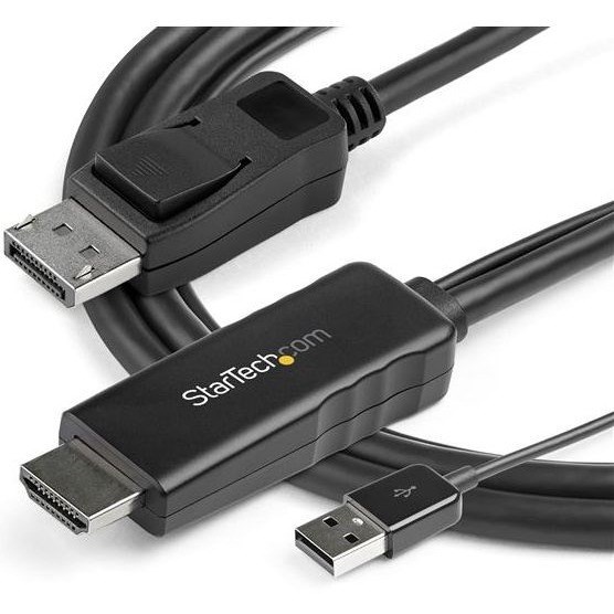 StarTech.com 6ft (2m) HDMI to DisplayPort Cable 4K 30Hz - Active HDMI 1.4 to DP 1.2 Adapter Cable with Audio - USB Powered Video Converter