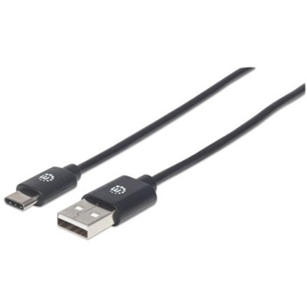 Manhattan USB-C to USB-A Cable, 3m, Male to Male, 480 Mbps (USB 2.0), Hi-Speed USB, Black, Lifetime Warranty, Polybag