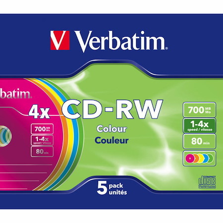 Verbatim DataLifePlus CD Rewritable Media - CD-RW - 4x - 700 MB - 5 Pack Slim Jewel Case