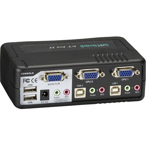 Black Box DT Pro II Desktop KVM Switch - VGA, USB or PS/2, Audio, 2-Port