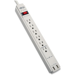 Tripp Lite by Eaton Protect It! 6-Outlet Surge Protector 6 ft. (1.83 m) Cord 990 Joules 2 x USB Charging ports (2.1A) Gray Housing