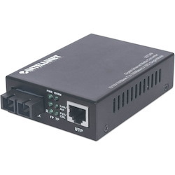 Intellinet Gigabit Ethernet Single Mode Media Converter, 10/100/1000Base-T to 1000Base-Lx (SC) Single-Mode, 20km (With 2 Pin Euro Power Adapter)