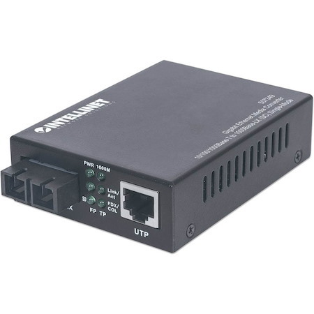 Intellinet Gigabit Ethernet Single Mode Media Converter, 10/100/1000Base-T to 1000Base-Lx (SC) Single-Mode, 20km (With 2 Pin Euro Power Adapter)