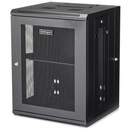 StarTech.com 4-Post 15U Wall Mount Network Cabinet, 19" Hinged Wall-Mounted Server Rack for Data / IT Equipment, Lockable Rack Enclosure