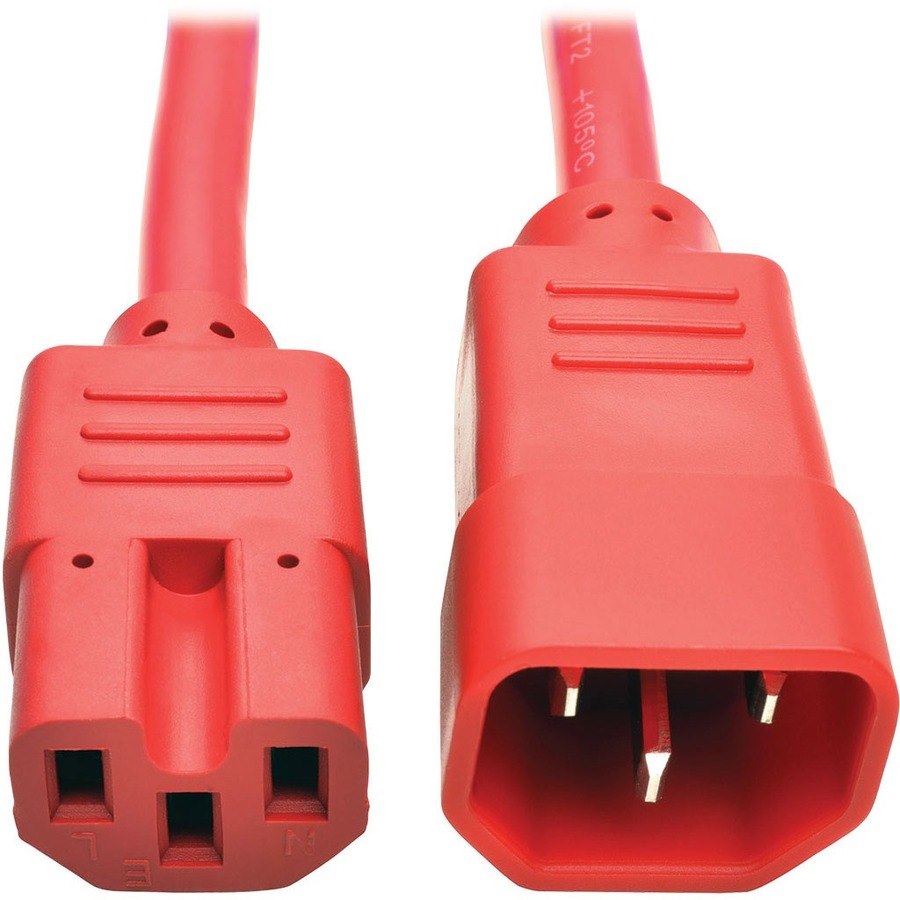 Eaton Tripp Lite Series Power Cord C14 to C15 - Heavy-Duty, 15A, 250V, 14 AWG, 3 ft. (0.91 m), Red