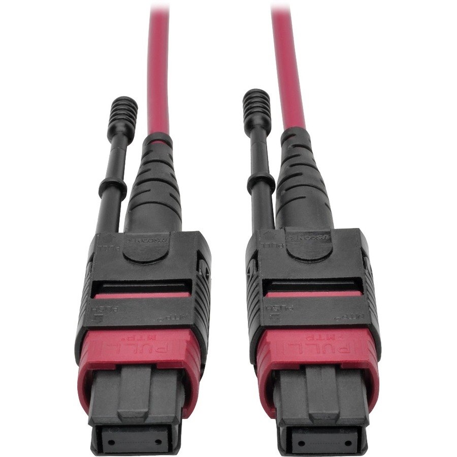 Eaton Tripp Lite Series 100G MTP/MPO Multimode OM4 Plenum-Rated Fiber Optic Cable (F/F), 12 Fiber, 40/100GBASE-SR4, Push/Pull Tabs, Magenta, 1 m