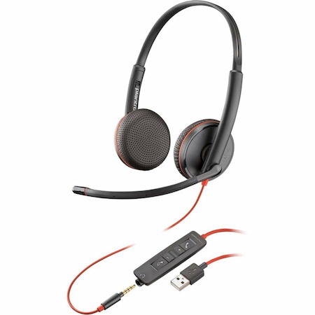 Poly Blackwire C3225 Wired On-ear, Over-the-head Stereo Headset - Black