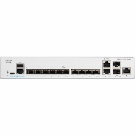 Cisco Catalyst 1300 C1300-12XS 2 Ports Manageable Layer 3 Switch - 10 Gigabit Ethernet - 10GBase-T, 10GBase-X