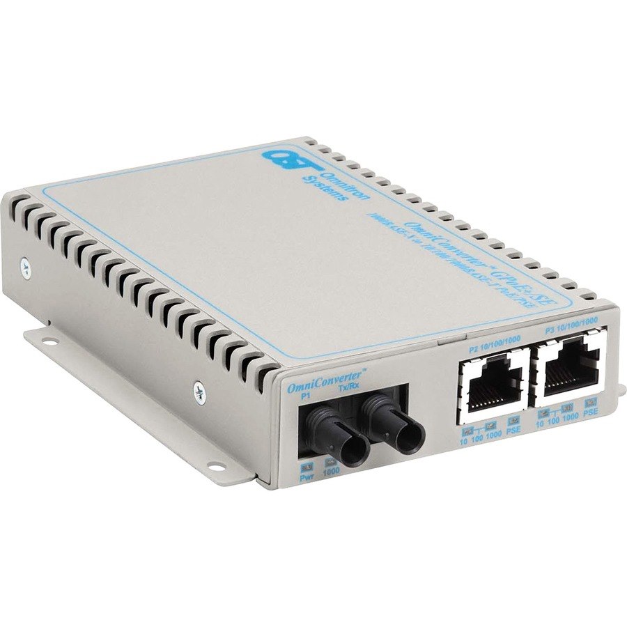 OmniConverter SE 10/100/1000 PoE+ Gigabit Ethernet Fiber Media Converter Switch RJ45 ST Multimode 550m