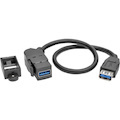 Tripp Lite by Eaton USB 3.0 All-in-One Keystone/Panel Mount Coupler Cable (F/F), Angled Connector, Black, 1 ft. (0.31 m)