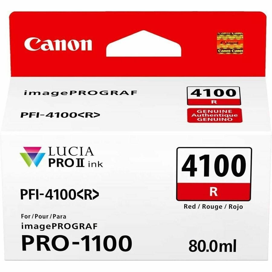 Canon Lucia PRO II PFI-4100 Original Inkjet Ink Cartridge - Red - 1 / Pack