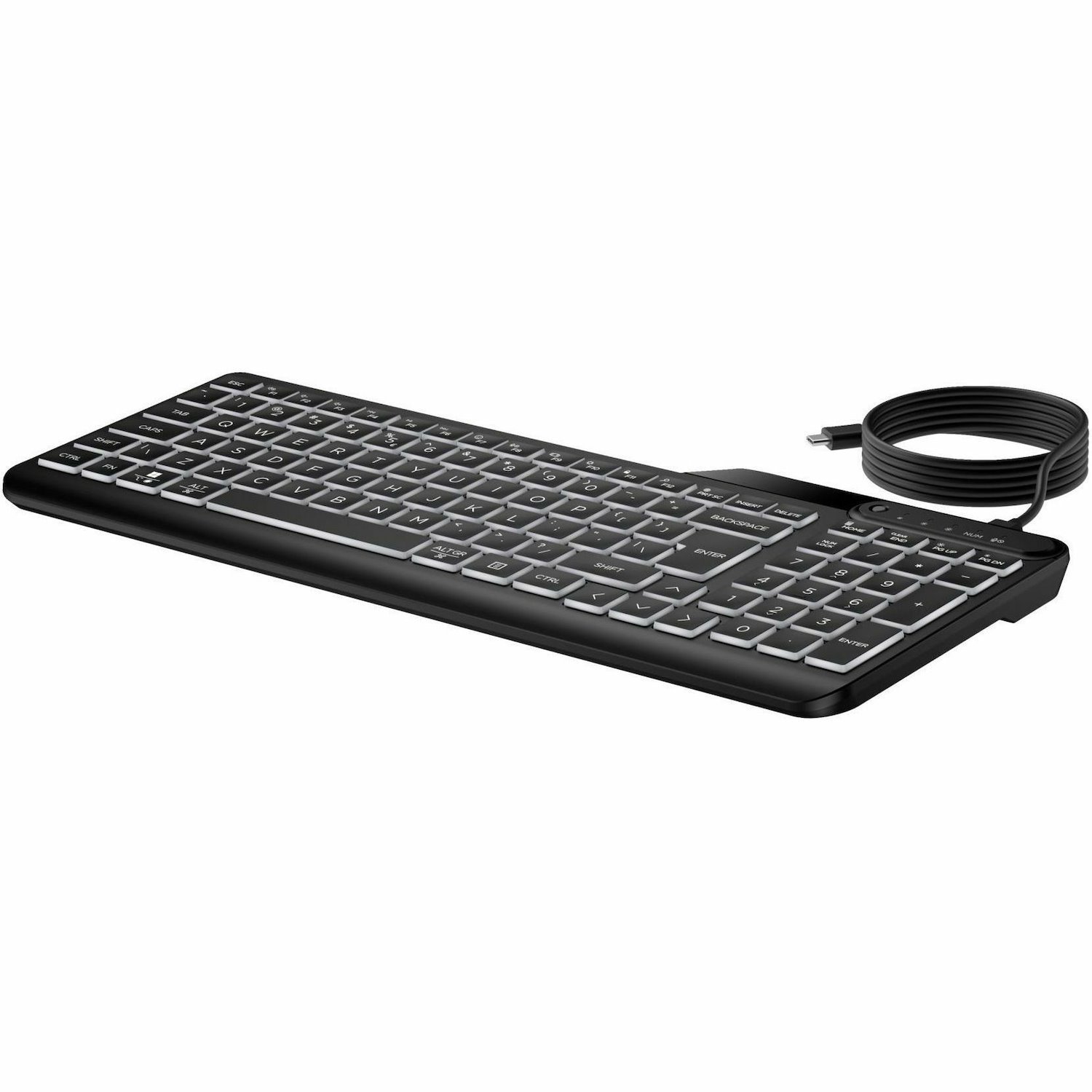 HP 405 Keyboard - Cable Connectivity - USB Type A Interface - LED - Black