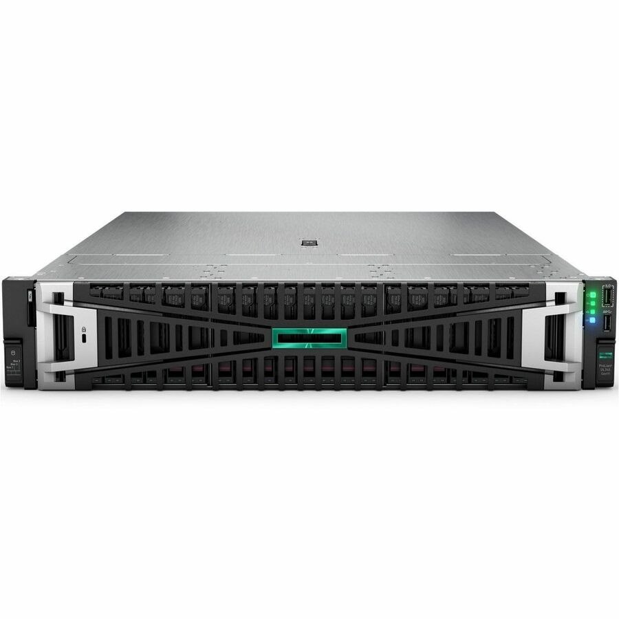 HPE ProLiant DL345 G11 2U Rack Server - 1 x AMD EPYC 9124 3 GHz - 64 GB RAM - 960 GB SSD - (2 x 480GB) SSD Configuration - Serial ATA/600 Controller