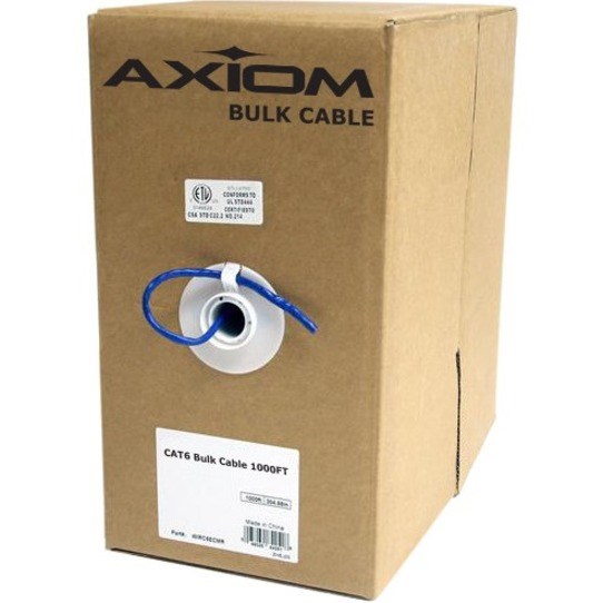 Axiom CAT5e 24AWG 4-Pair Solid 350MHz Plenum Bulk Cable Spool 1000FT (Gray)