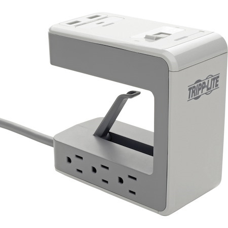 Eaton Tripp Lite Series 6-Outlet Surge Protector w/2 USB-A (4.8A Shared) & 1 USB-C (3A) - 8 ft. (2.43 m) Cord, 1080 Joules, Desk Clamp