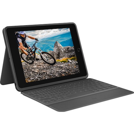 Logitech Rugged Folio Keyboard/Cover Case (Folio) for 25.9 cm (10.2") Apple iPad (7th Generation) Tablet - Graphite