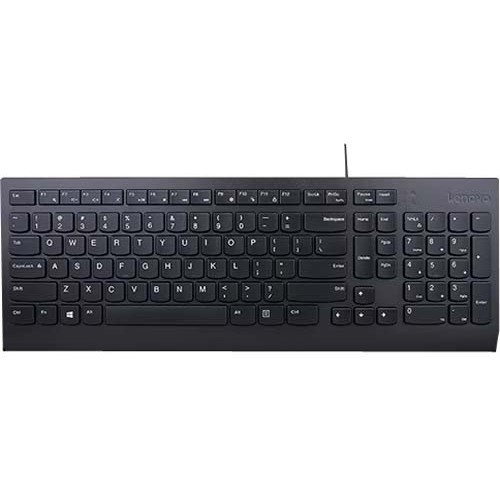 Lenovo Essential Rugged Keyboard - Cable Connectivity - USB Type A Interface - French - AZERTY Layout - Black