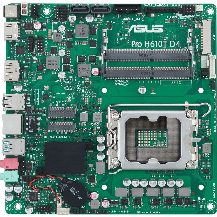 Asus H610T D4-CSM Desktop Motherboard - Intel H610 Chipset - Socket LGA-1700 - Intel Optane Memory Ready - Mini ITX