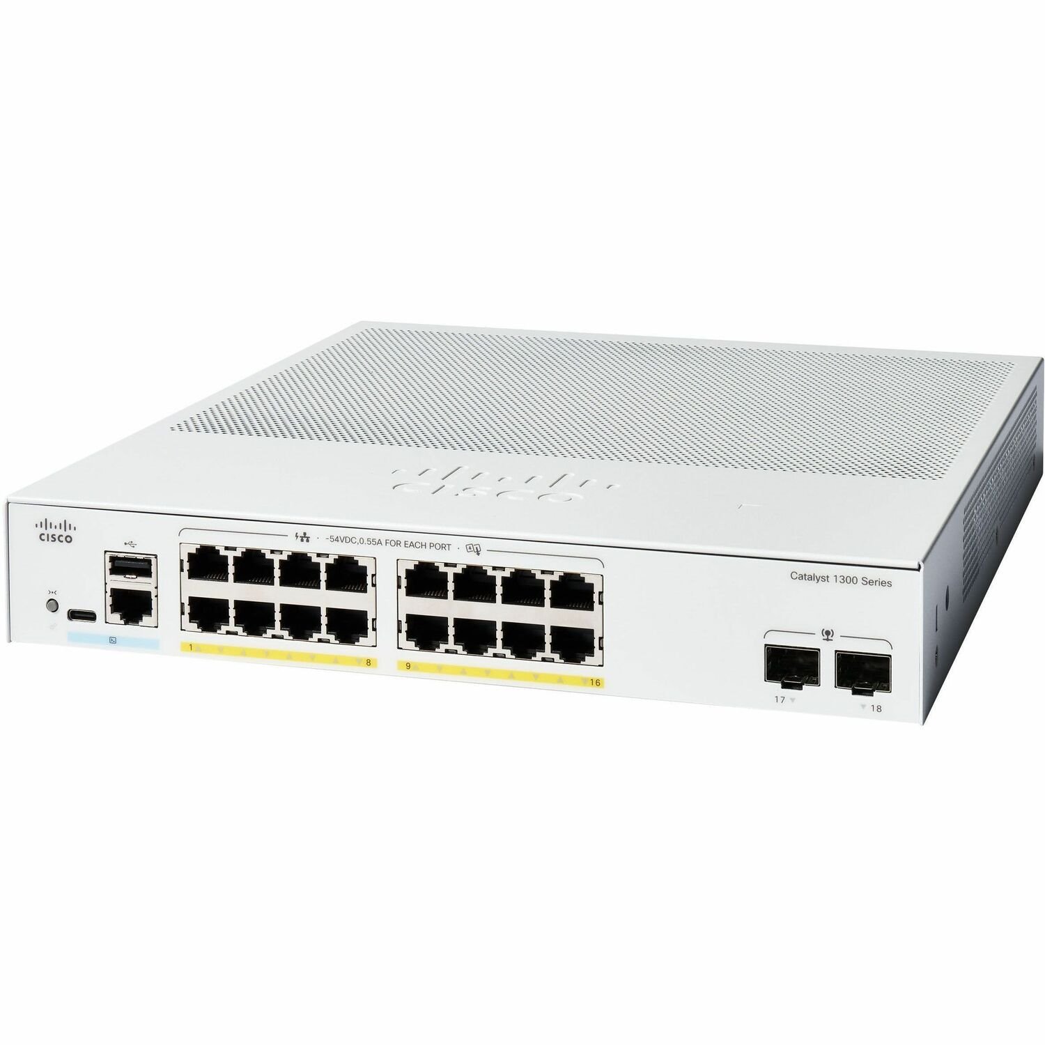 Cisco Catalyst 1300 C1300-16FP-2G 16 Ports Manageable Ethernet Switch - Gigabit Ethernet - 10/100/1000Base-T, 1000Base-X