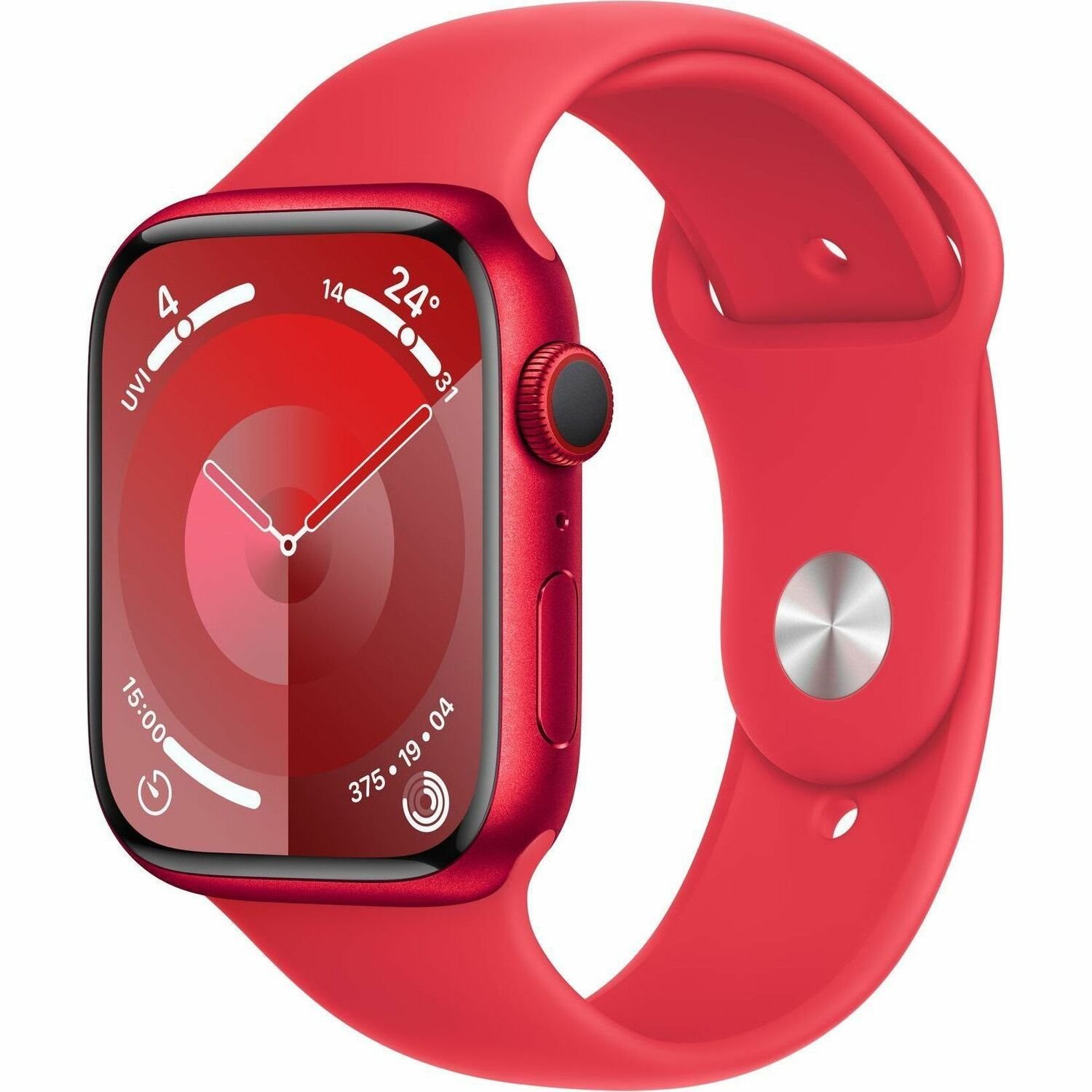 Apple Watch Series 9 Smart Watch - 45 mm Case Height - 38 mm Case Width - Red Case Color - Red Band Color - Glass Body Material - Aluminium Case Material - Wireless LAN - LTE, UMTS