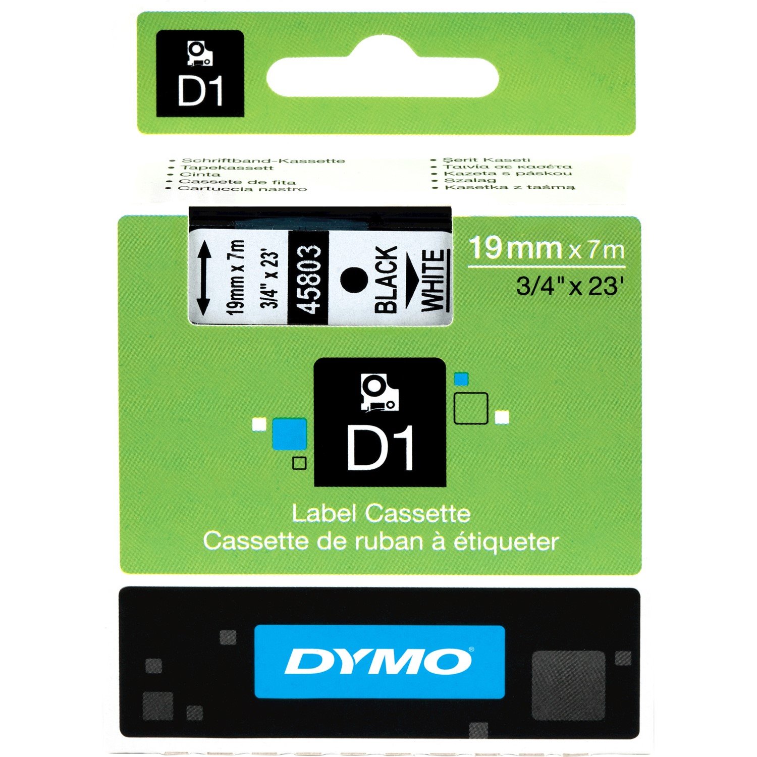 Dymo Tape D1 19MM X 7M Black On White
