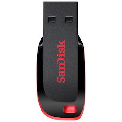 SanDisk Cruzer Blade Usb Flash Drive, CZ50 32GB, Usb2.0, Black With Red Accent, Compact Design, 5Y - Moq:5