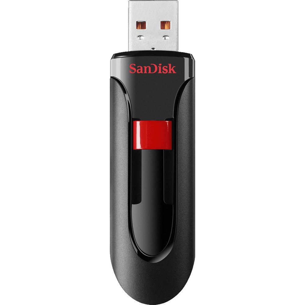 SanDisk Cruzer Glide 3.0 Usb Flash Drive, CZ600 32GB, Usb3.0, Black With Red Slider, Retractable Design, 5Y - Moq:5