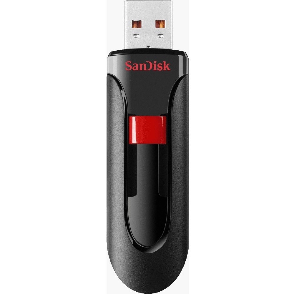 SanDisk Cruzer Glide 3.0 Usb Flash Drive, CZ600 128GB, Usb3.0, Black With Red Slider, Retractable Design, 5Y