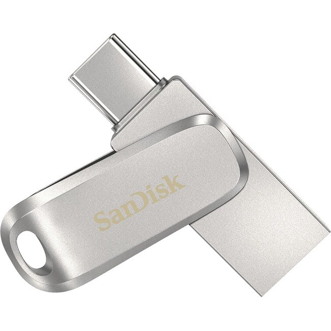 SanDisk Ultra Dual Drive Luxe 64 GB USB Type C, USB Type A Flash Drive - Stainless Steel
