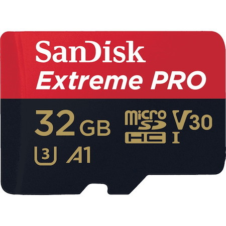 SanDisk 32GB SanDisk Extreme Pro microSDHC SQXCG V30 U3 C10 A1 Uhs-1 100MB/s R 90MB/s W 4X6 SD Adaptor Android Smartphone Action Camera Drones