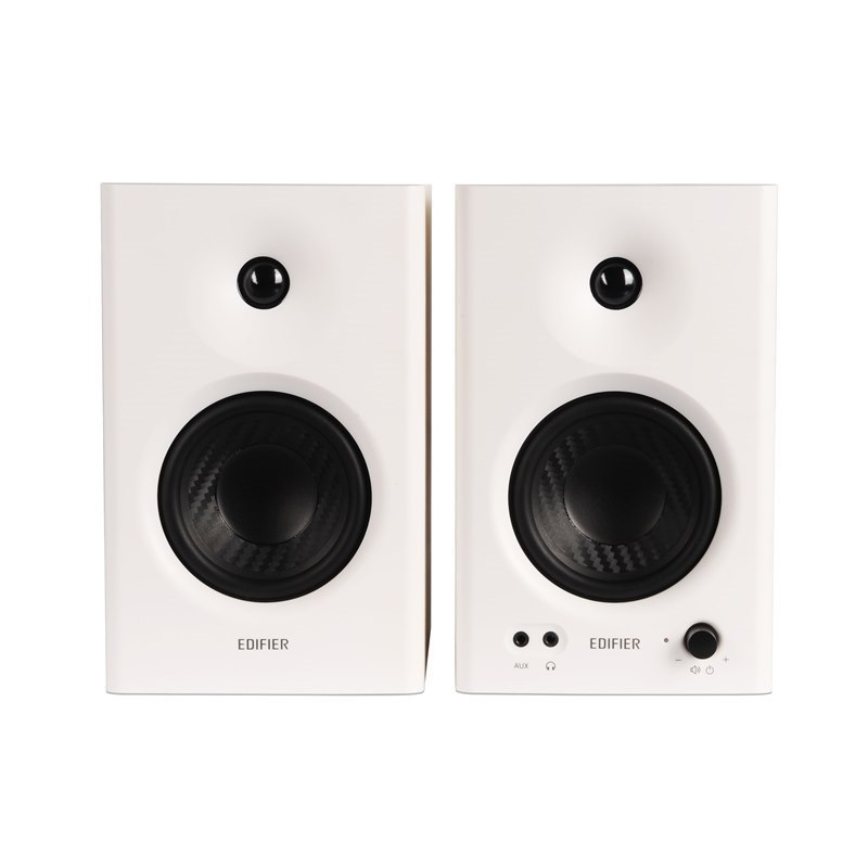 Edifier MR4 Studio Monitor - Smooth Frequency, 1' Silk Dome Tweeter, 4' Diaphragm Woofer, Wooden, Rca TRS, Aux, Ideal For Content Creators -White (LS