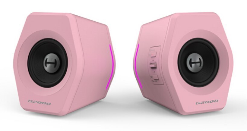 Edifier G2000 Gaming 2.0 Speakers System - Bluetooth V4.2/ Usb Sound Card/ Aux Input/RGB 12 Light Effects/ 16W RMS Power Pink