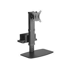 Brateck Vertical Lift Monitor Stand With Thin Client Cpu Mount Fit Most 17'-32' Monitor Up To 8KG Vesa 75x75,100x100(Black)