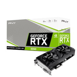 PNY GeForce RTX™ 3050 8GB Verto Dual Fan /PCI-Express 4.0 X8/ Clock Speed 1552 MHz/ Boost Speed 1777 MHz/ Memory Size 8GB GDDR6/ 3-Year Warranty