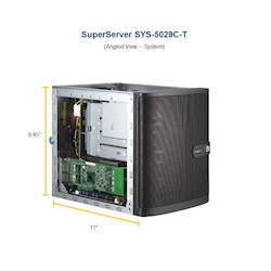 Supermicro Mini Tower SuperServer, 5029C-T Barebone, Single E-2100 Socket, 4 X3.5' HDD HS, 2 X Dimm C242, M.2, Dual Gbe,, 250W Psu