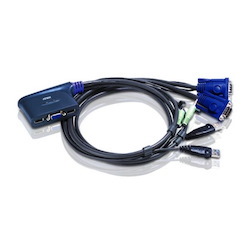 Aten Petite 2 Port Usb Vga KVM Switch With Audio - 0.9M Cables Built In