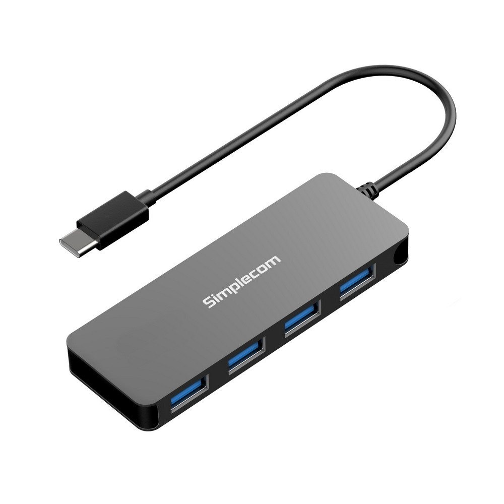 Simplecom CH320 Ultra Slim Aluminium Usb 3.1 Type C To 4 Port Usb 3.0 Hub - Black - Usmb-Mb-Uch-40