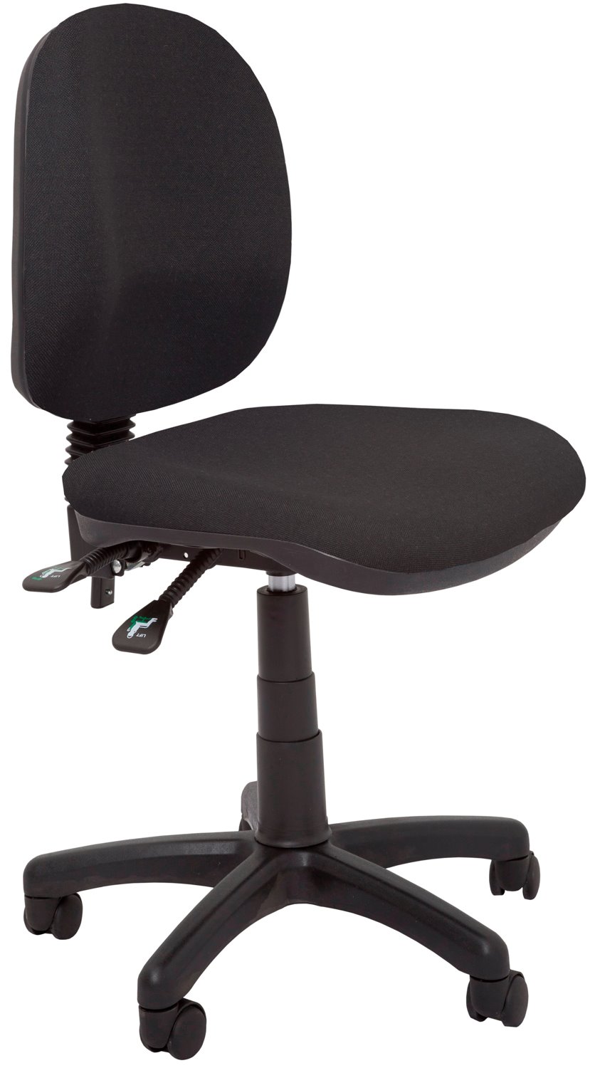 Chair - "Budget Medium Back Operator Chair 3 Lever Fully Ergonomic Mechanism - 100 KG Weight Rating Gas Lift - Seat Pan & Back Rest Tilt - Black 5 Star Base On Castors"
