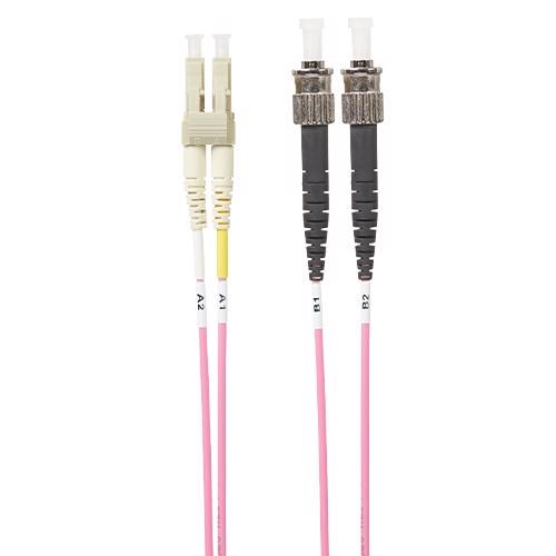 4Cabling 5M LC-ST Om4 Multimode Fibre Optic Cable: Salmon Pink