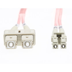 4Cabling 1.5M LC-SC Om4 Multimode Fibre Optic Cable: 2MM Oversleeving - Salmon Pink