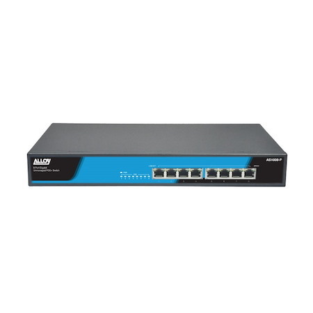 Alloy As1008-P 8 Port Unmanaged Gigabit 802.3At PoE Switch, 150 Watts
