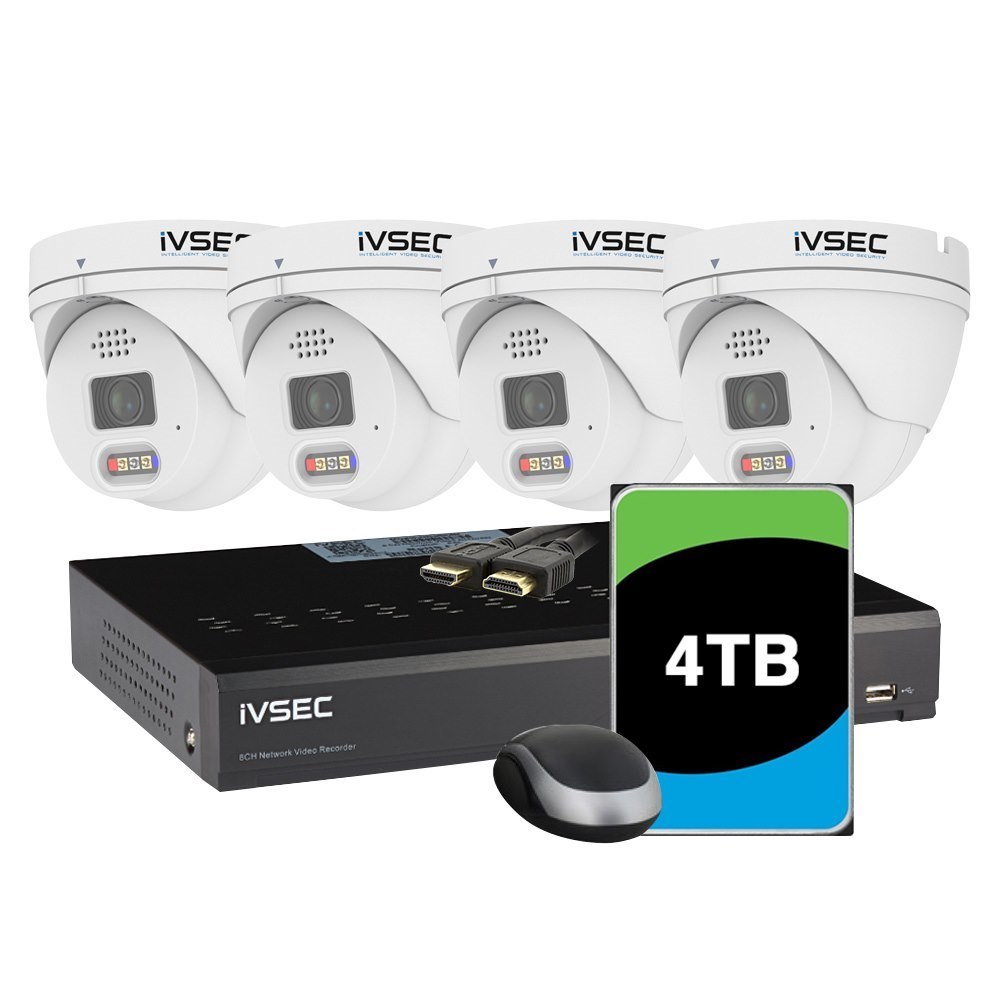 Ivsec Kit 4 X Nc340adx 12MP Ip Cam With Adv Det NR3082X-4TB 8 X PoE NVR 4K Ivs