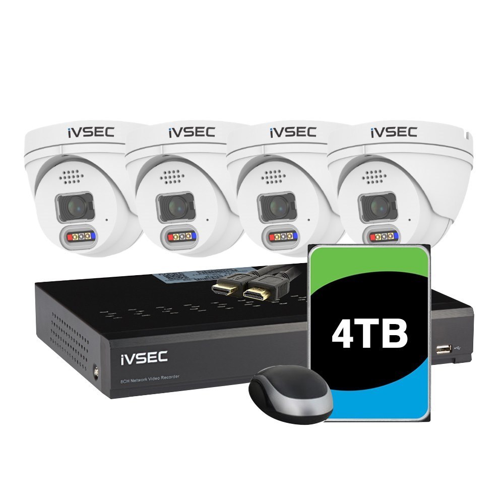 Ivsec Kit 4 X Nc110adx 5MP Ip Cam With Adv Det NR308XD-4TB 8 X PoE NVR 4K Ivs