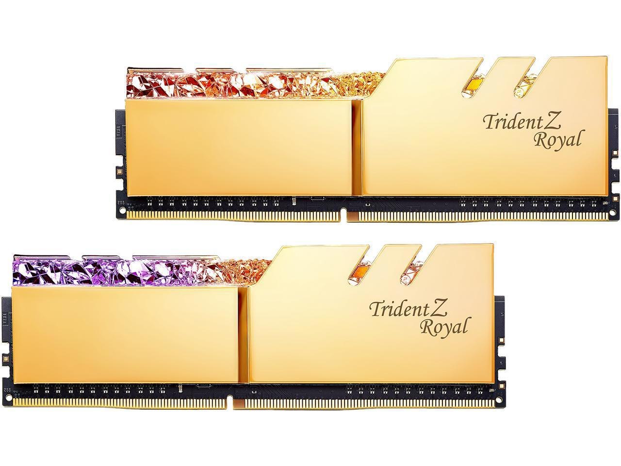 G.Skill Trident Z Royal Series 16GB (2 X 8GB) DDR4 3600 (PC4 28800) Desktop Memory Model F4-3600C14D-16GTRGB