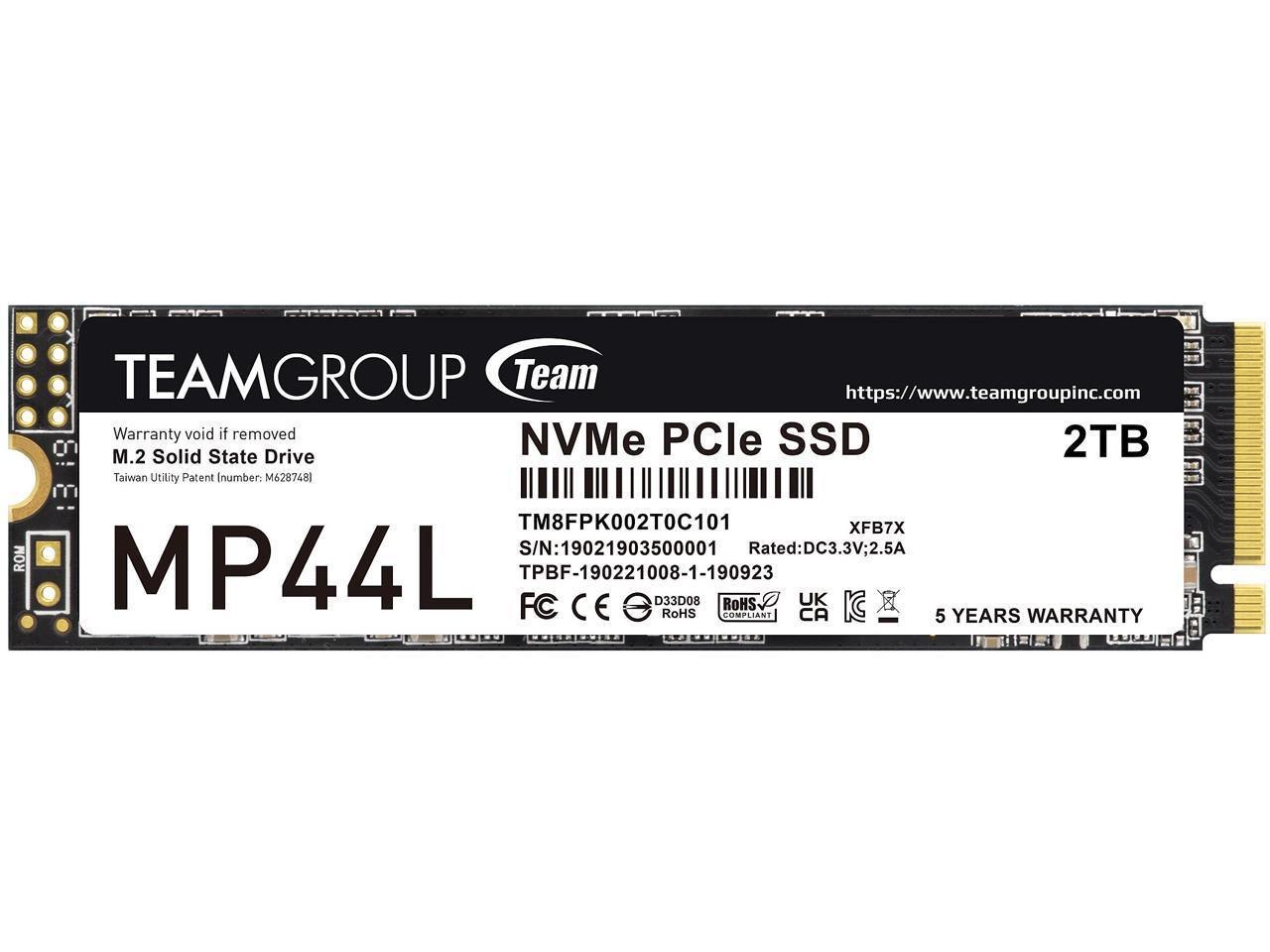 Team Group MP44L M.2 2280 2TB PCIe 4.0 X4 With NVMe 1.4 TM8FPK002T0C101