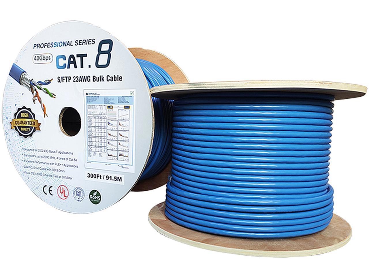 Nippon Labs 60Cat8-300-23Bl 300 FT. Cat 8 Blue Shielded Network Ethernet Cable