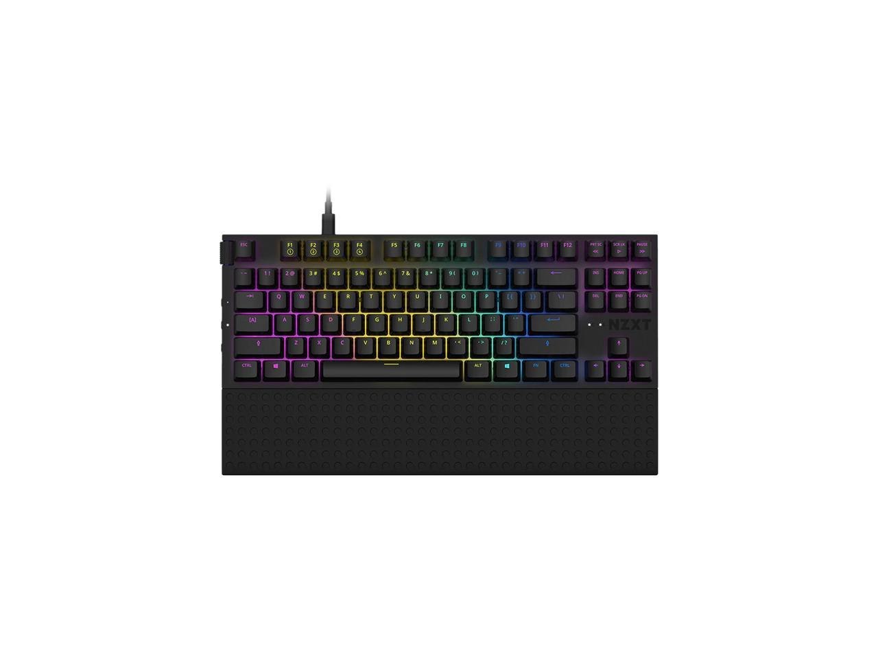 NZXT Function TKL Mechanical Keyboard - Kb-1Tkus-Br - PC Gaming Mechanical Keyboard - MX Compatible Switches - Hot Swappable Key Switch Sockets - Linear RGB Switches - Aluminum Top Plate - Black