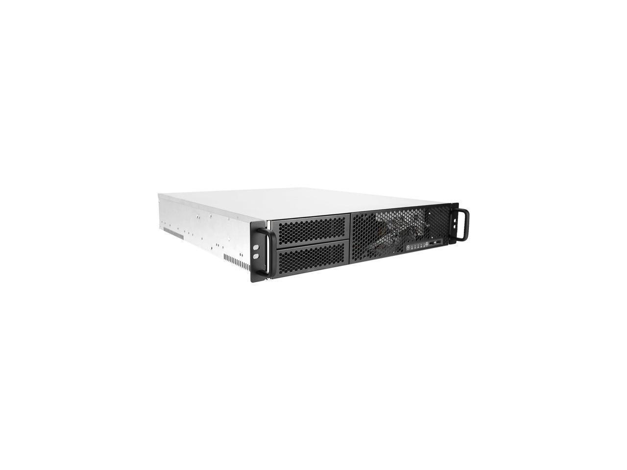 In Win Iw-R200-02N Silver SGCC 2U Rackmount Open-Bay 2U Short Depth Server Chassis 2 External 5.25" Drive Bays