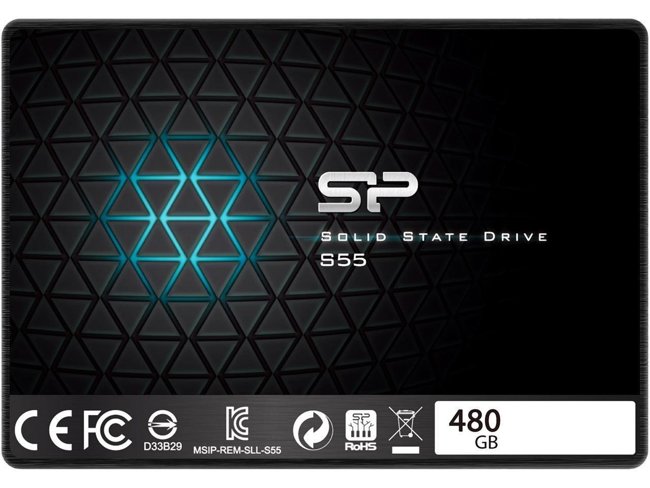 Silicon Power Slim S55 2.5" 480GB Sata Iii 3D TLC Internal Solid State Drive (SSD) Sp480gbss3s55s25ae